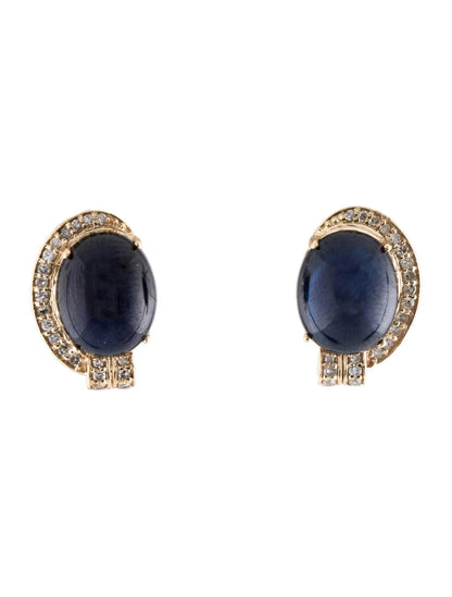 14K Sapphire & Diamond Stud Earrings