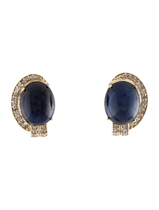 14K Sapphire & Diamond Stud Earrings