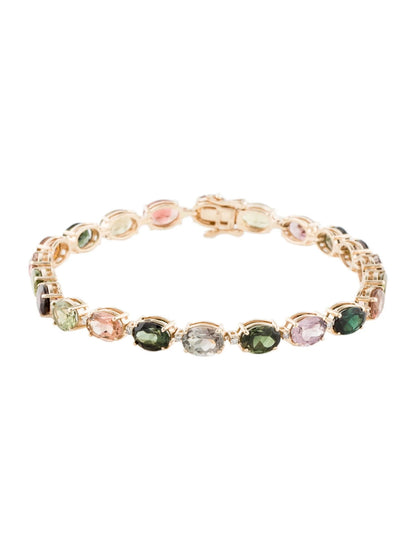 14K Tourmaline & Diamond Link Bracelet