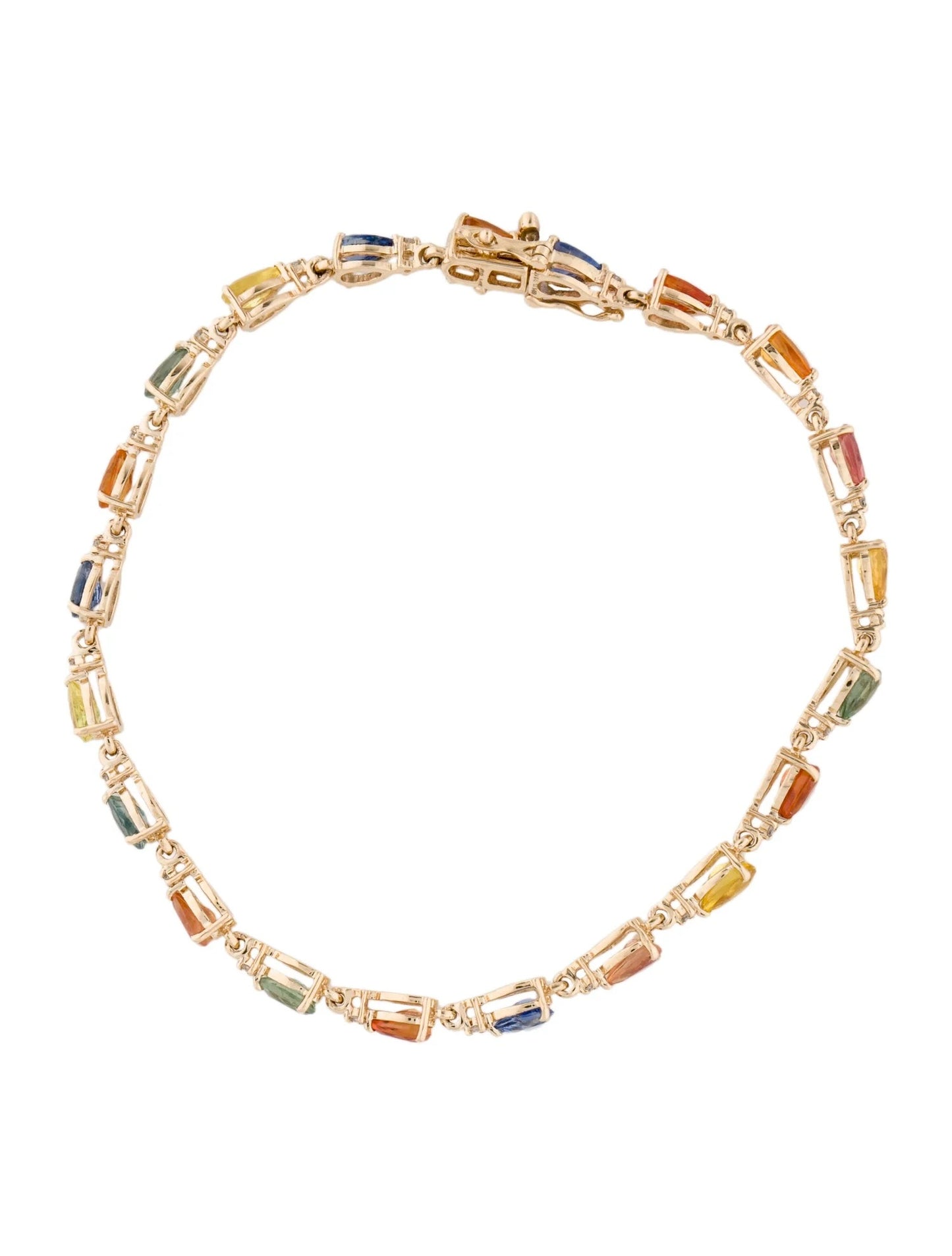 14K 5.46ctw Sapphire & Diamond Link Bracelet