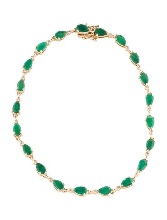 14K Emerald & Diamond Link Bracelet