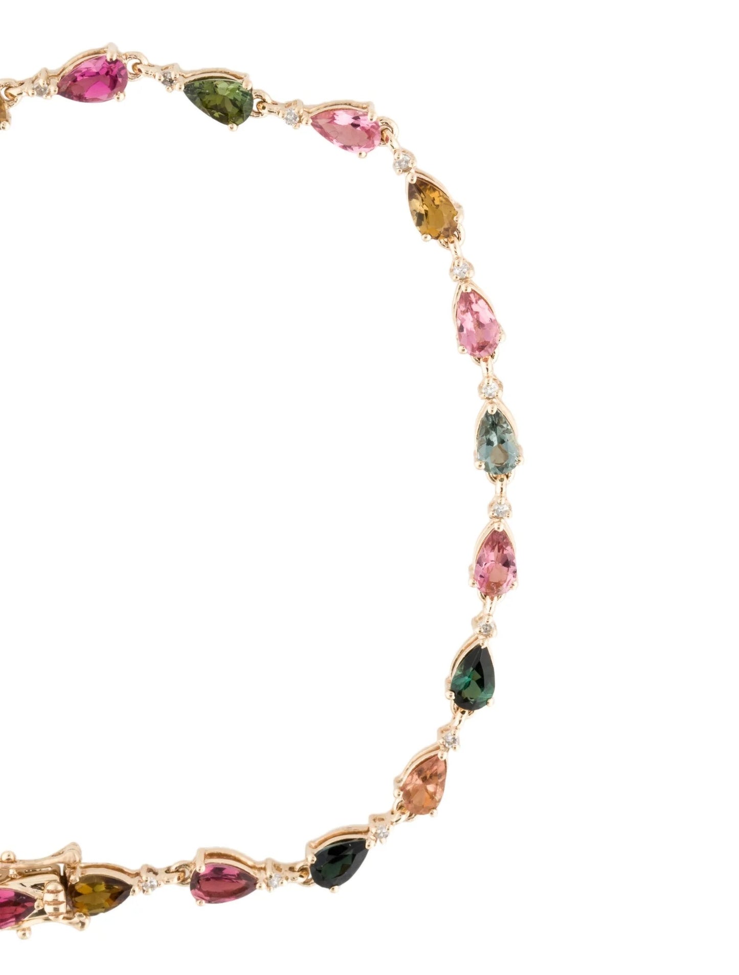 14K 4.65ctw Tourmaline & Diamond Link Bracelet