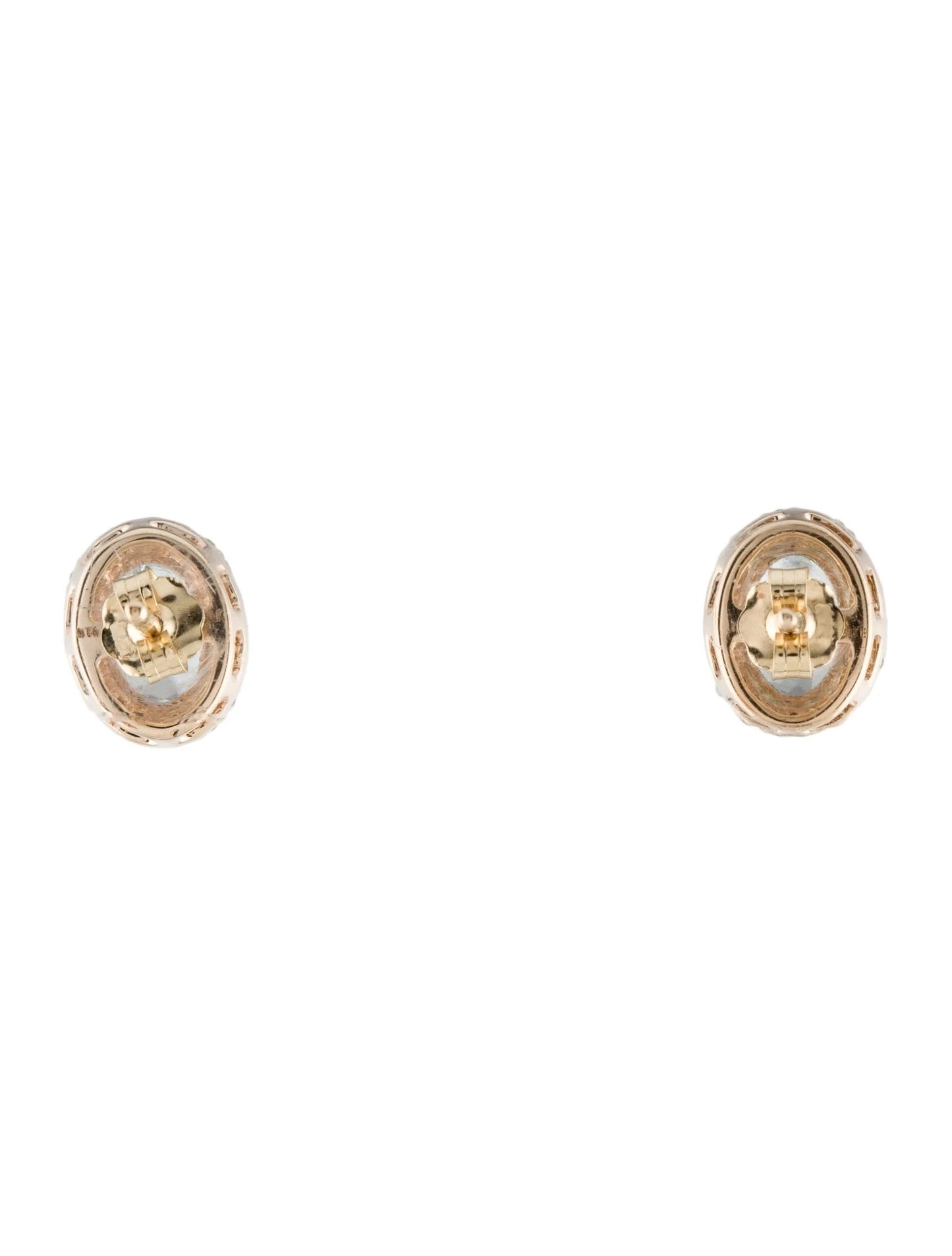 14K Aquamarine & Diamond Stud Earrings