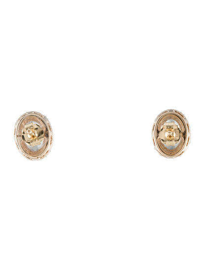 14K Aquamarine & Diamond Stud Earrings
