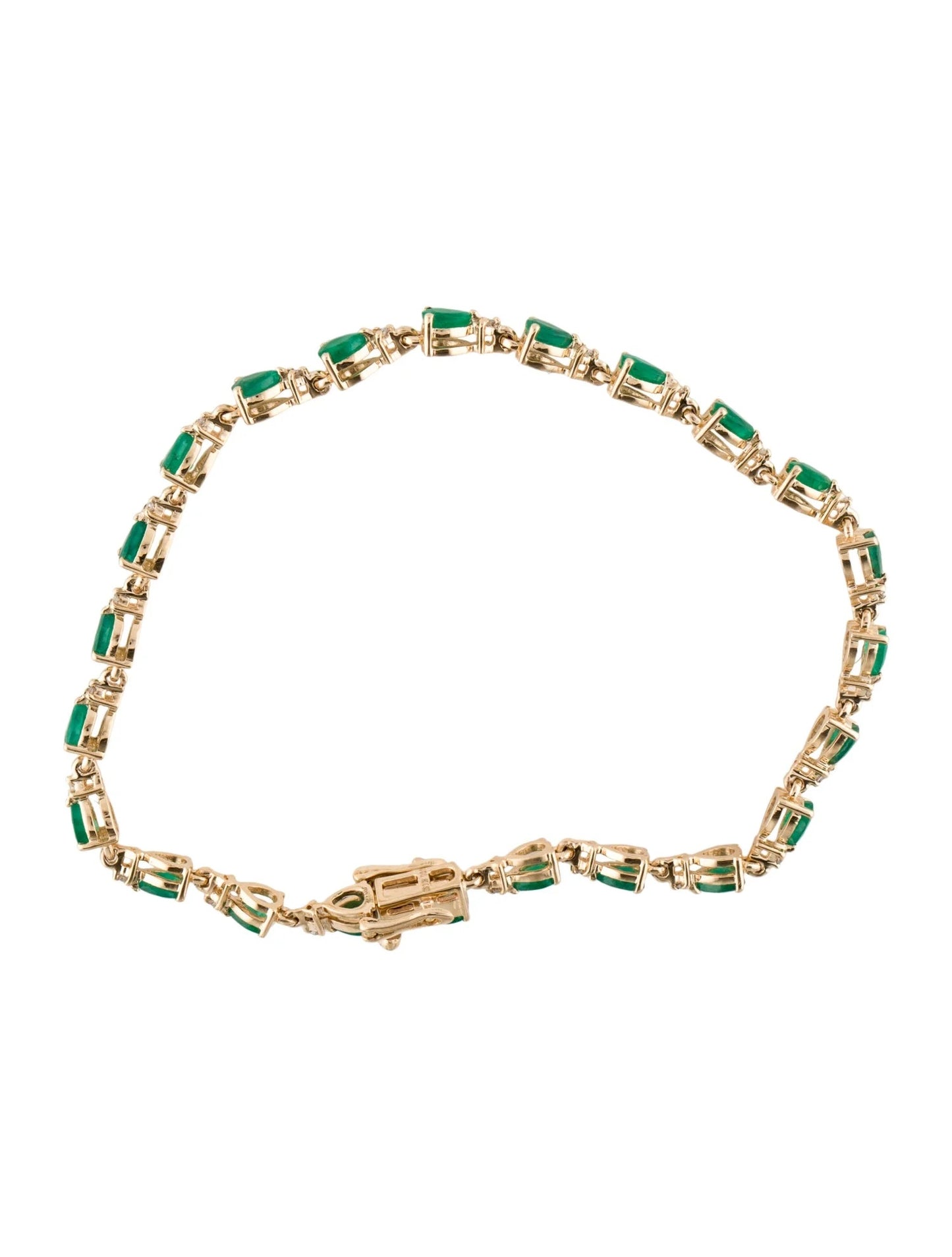 14K 3.78ctw Emerald & Diamond Link Bracelet