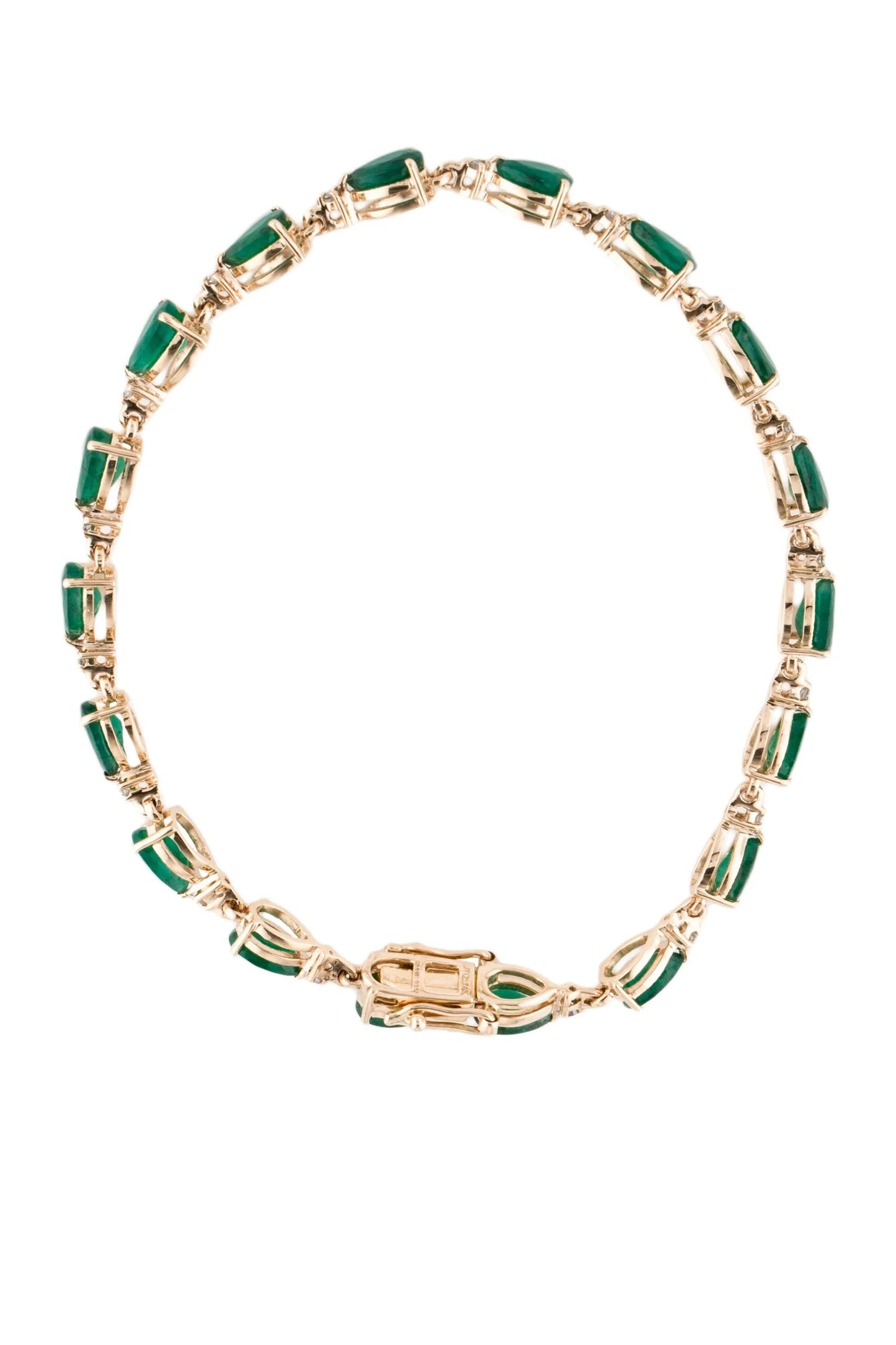 14K 5.76ctw Emerald & Diamond Link Bracelet