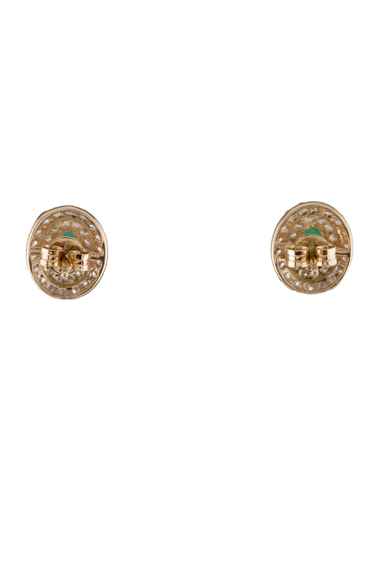 14K Emerald & Diamond Stud Earrings