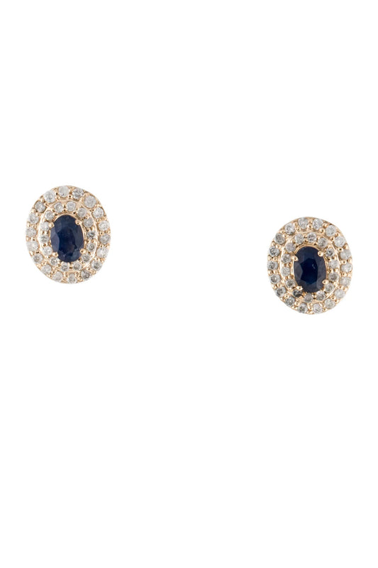14K 1.30ctw Sapphire & Diamond Stud Earrings