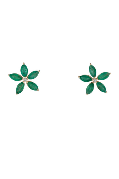 14K 1.83ctw Emerald & Diamond Star Earrings