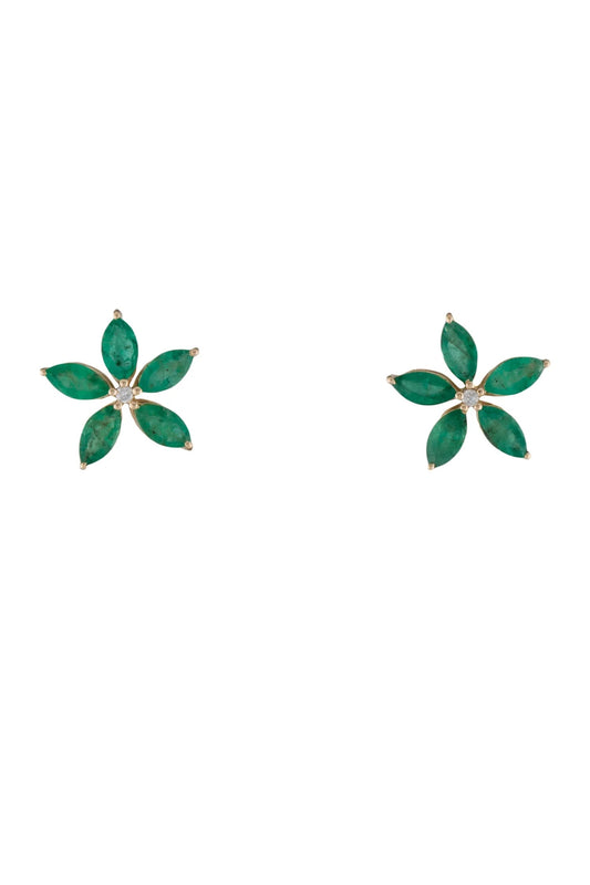 14K 1.83ctw Emerald & Diamond Star Earrings