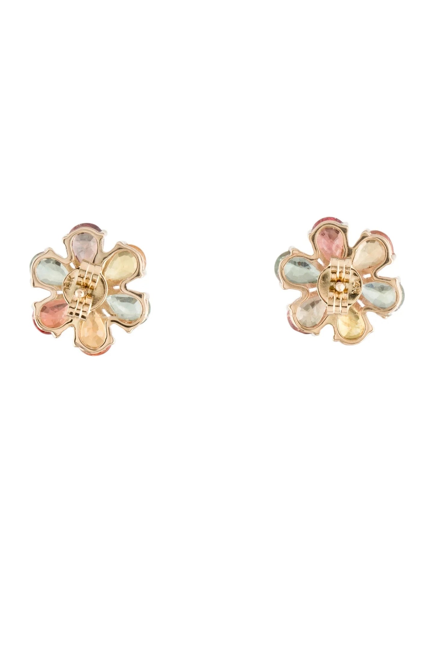 14K 6.00ctw Sapphire & Diamond Floral Stud Earrings