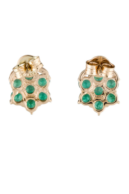 14K 1.24ctw Emerald & Diamond Stud Earrings