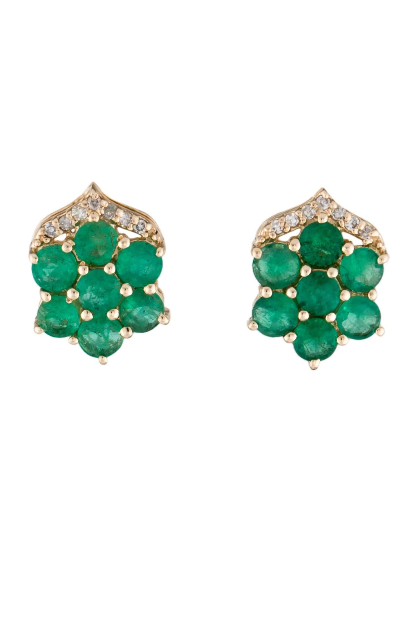 14K 1.24ctw Emerald & Diamond Stud Earrings