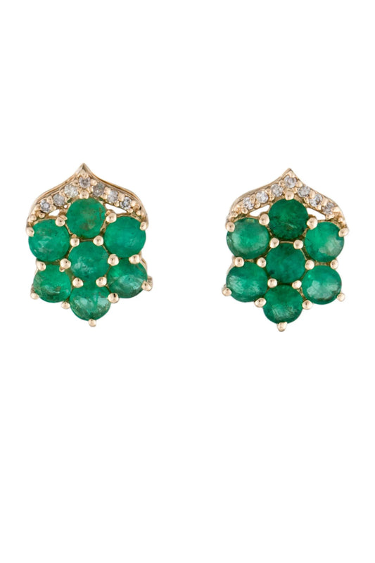 14K 1.24ctw Emerald & Diamond Stud Earrings