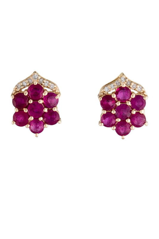 14K 1.90ctw Ruby & Diamond Stud Earrings