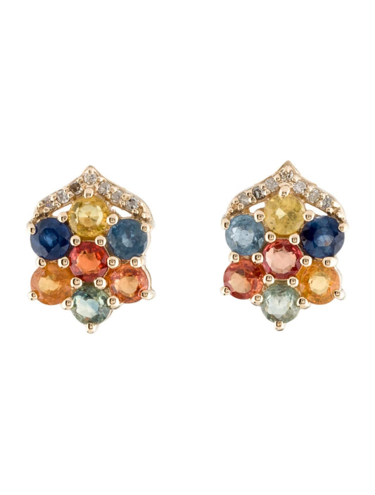 14K Sapphire & Diamond Stud Earrings