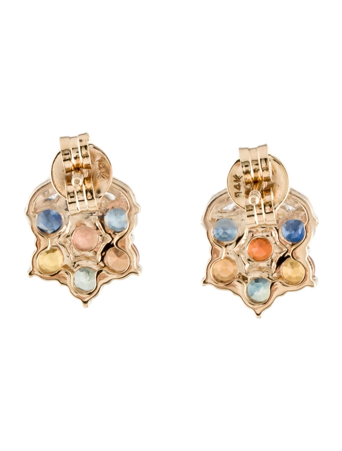 14K Sapphire & Diamond Stud Earrings