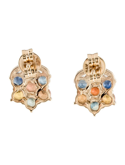 14K Sapphire & Diamond Stud Earrings