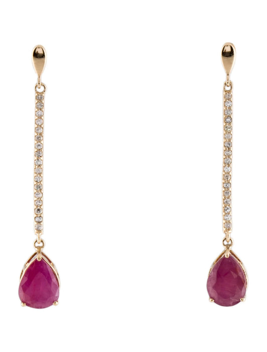 14K 1.91ctw Ruby & Diamond Drop Earrings