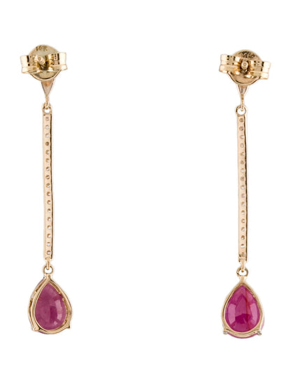 14K 1.91ctw Ruby & Diamond Drop Earrings