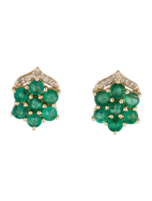 14K 1.24ctw Emerald & Diamond Stud Earrings