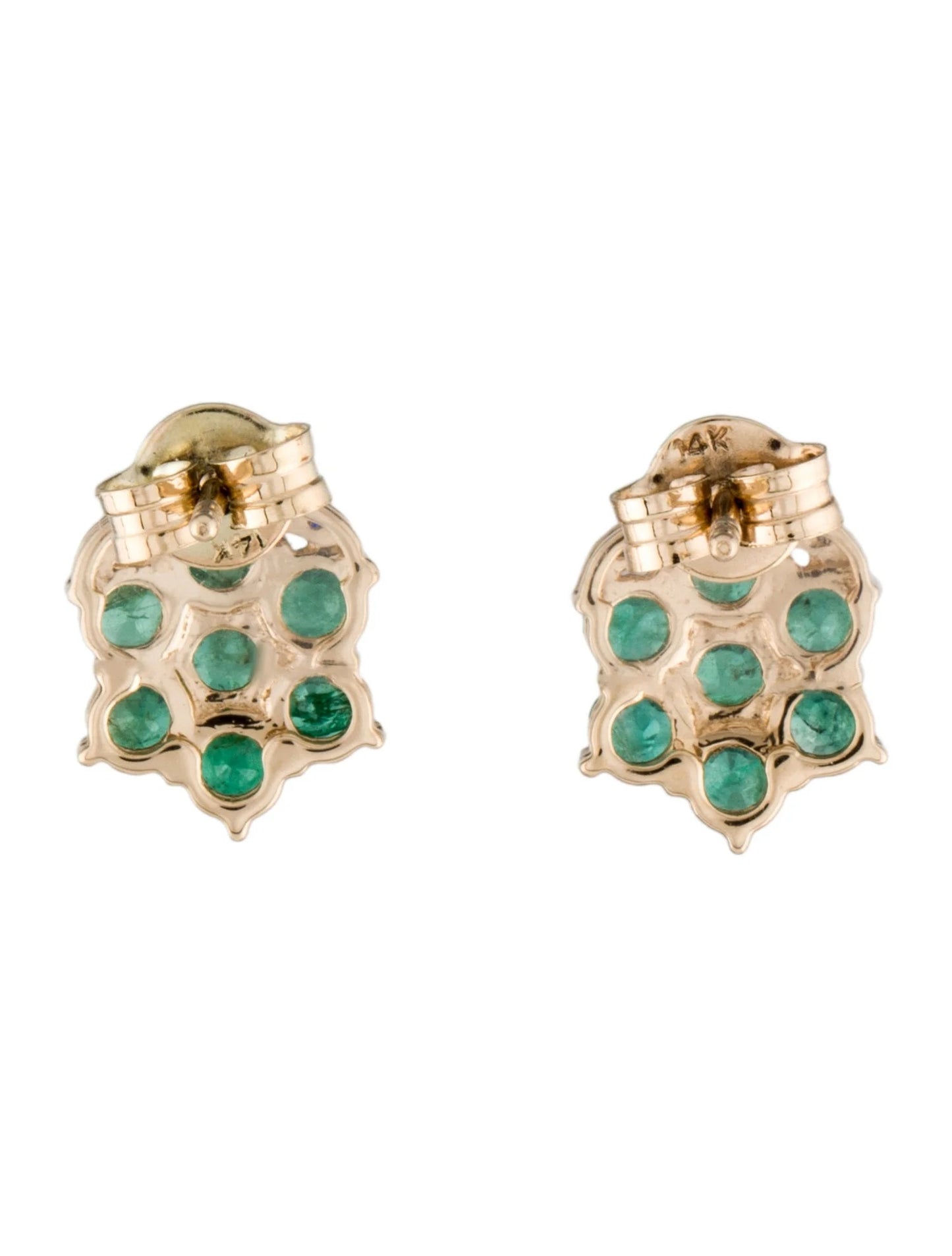 14K 1.24ctw Emerald & Diamond Stud Earrings