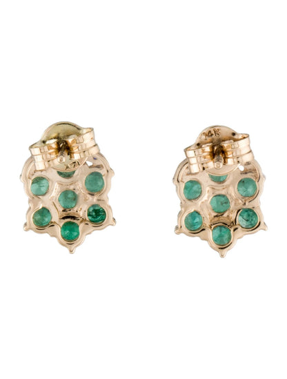 14K 1.24ctw Emerald & Diamond Stud Earrings