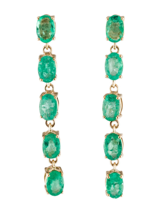14K 5.08ctw Emerald Drop Earrings