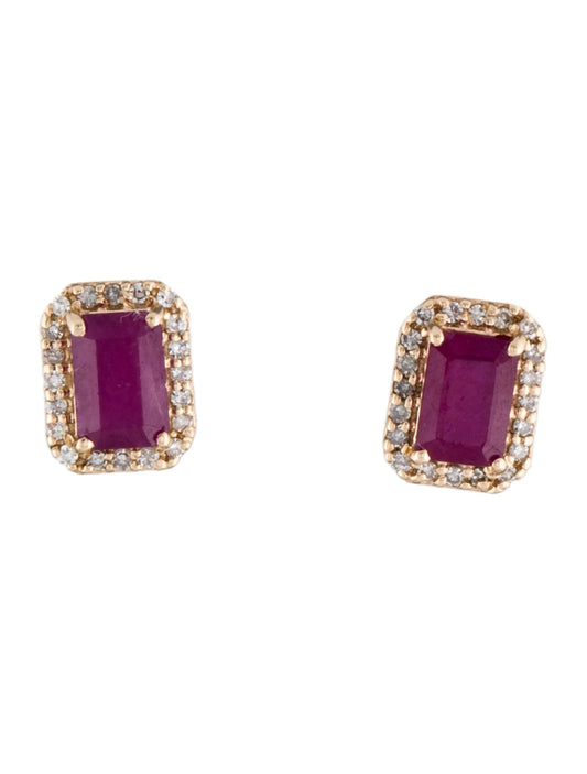 14K 1.71ctw Ruby & Diamond Stud Earrings