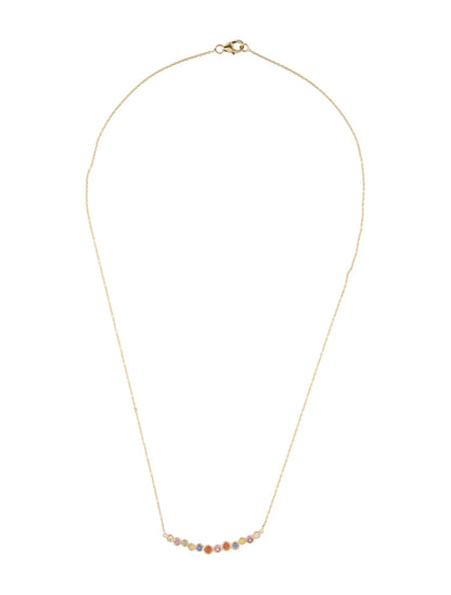 14K Sapphire & Diamond Curved Bar Pendant Necklace