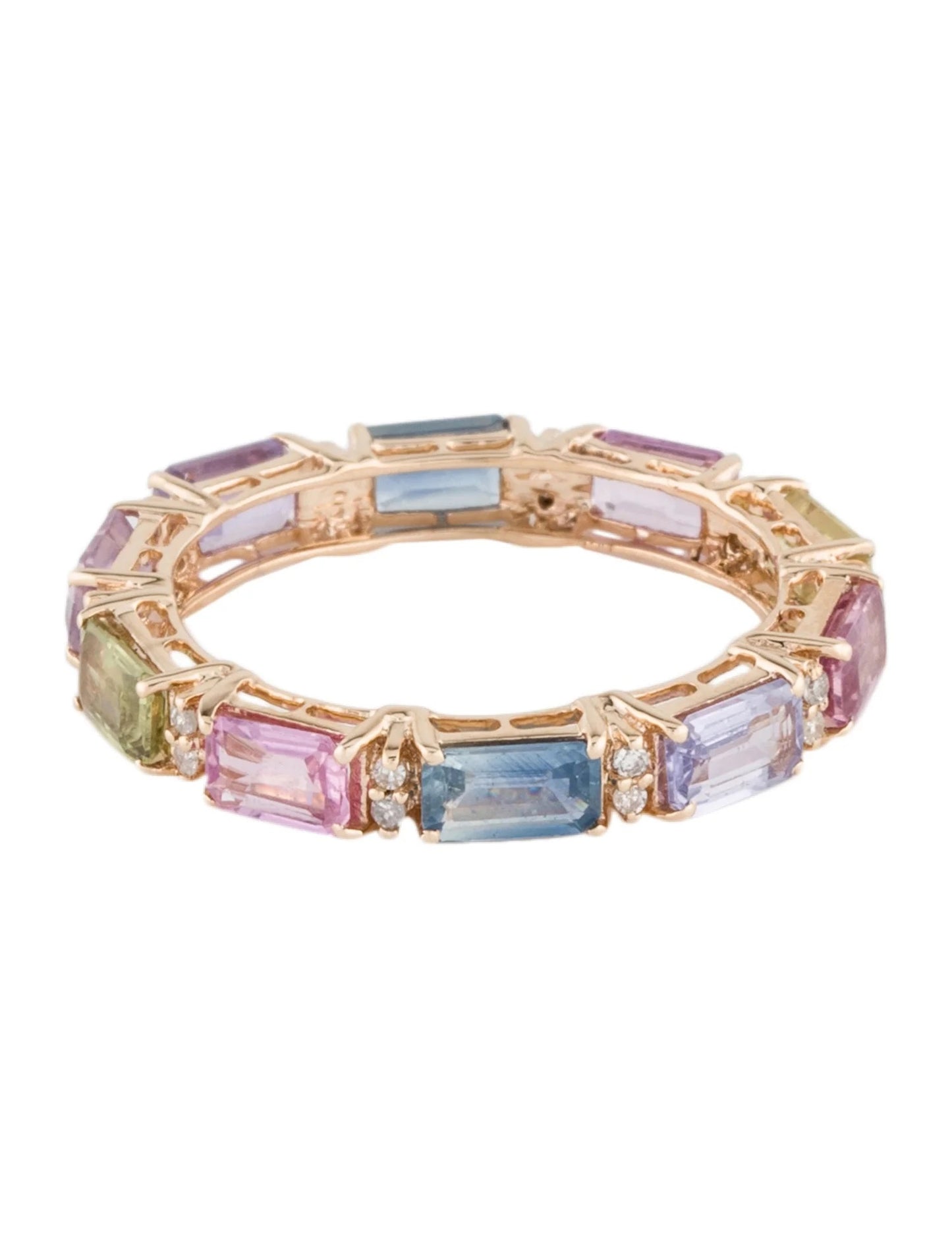 14K 2.70ctw Sapphire & Diamond Eternity Band