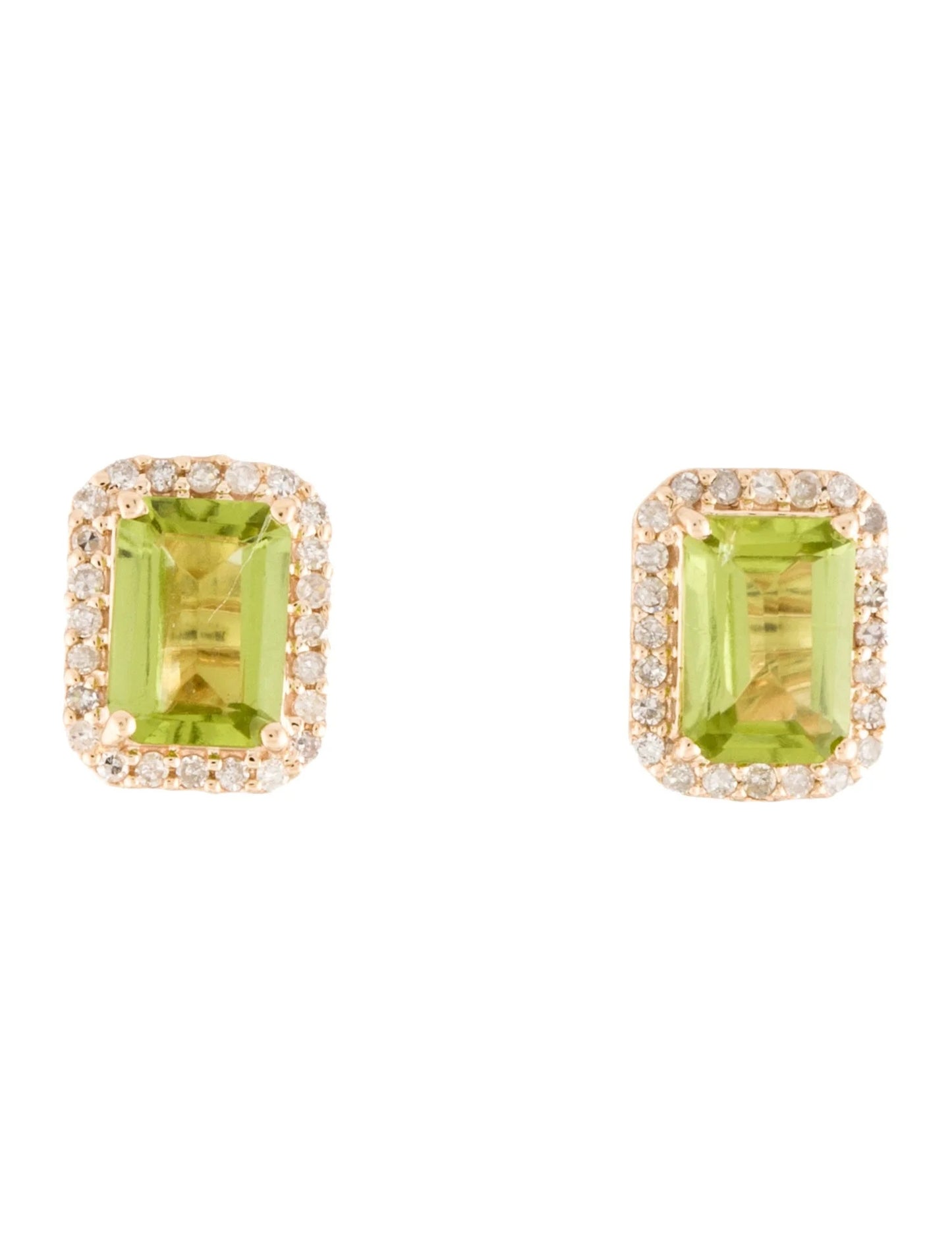 14K Peridot & Diamond Stud Earrings