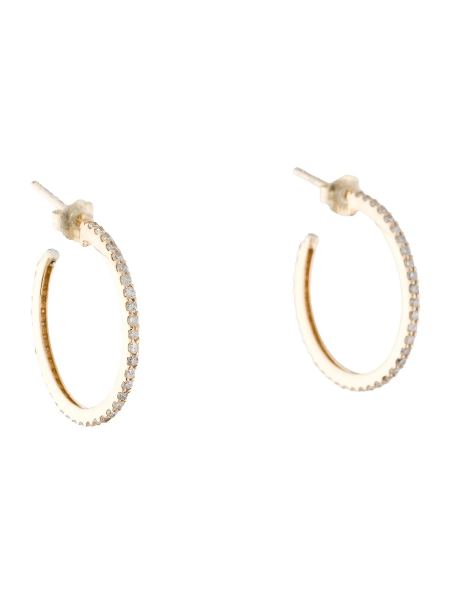 14K Diamond 3/4 Hoop Earrings