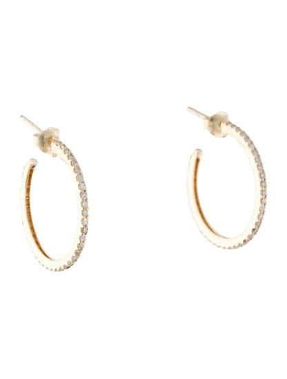 14K Diamond 3/4 Hoop Earrings
