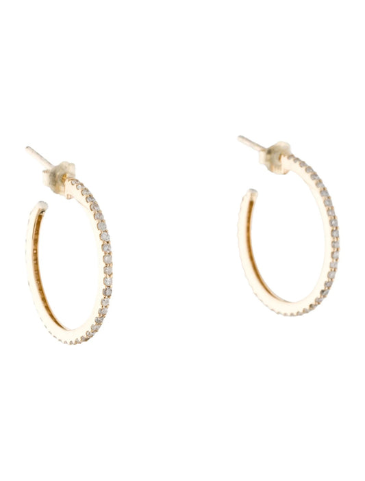 14K Diamond 3/4 Hoop Earrings