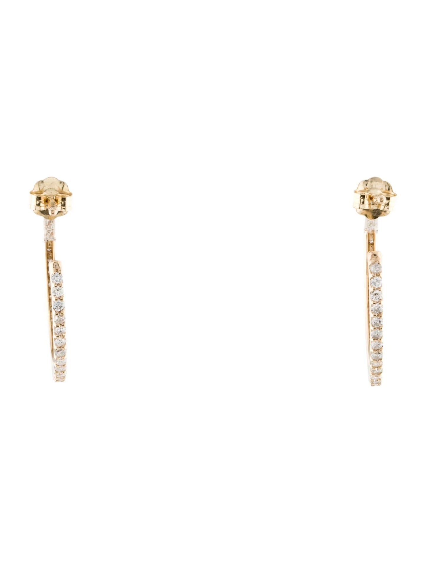 14K Diamond 3/4 Hoop Earrings
