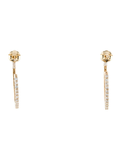 14K Diamond 3/4 Hoop Earrings