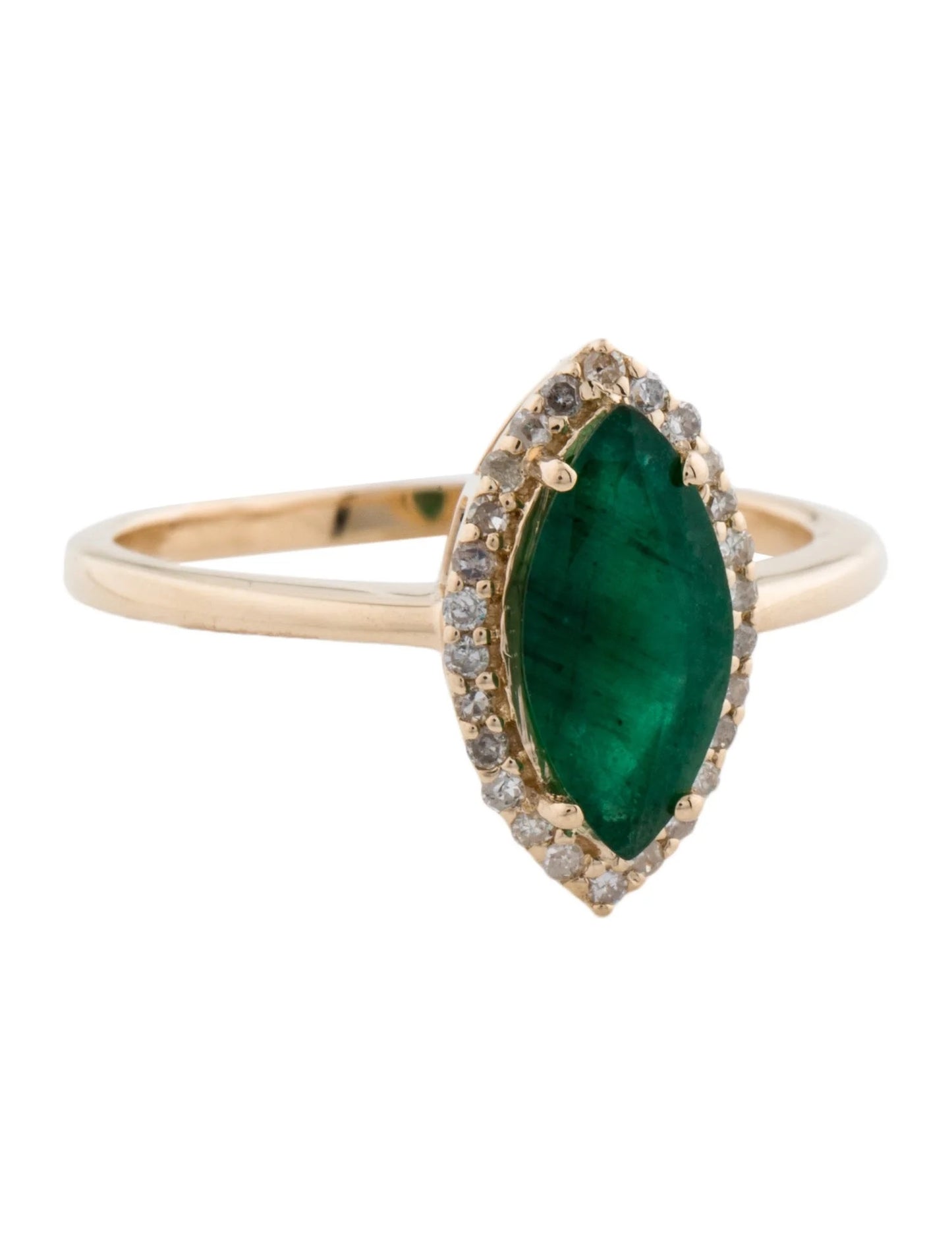 14K 1.02ct Emerald & Diamond Cocktail Ring