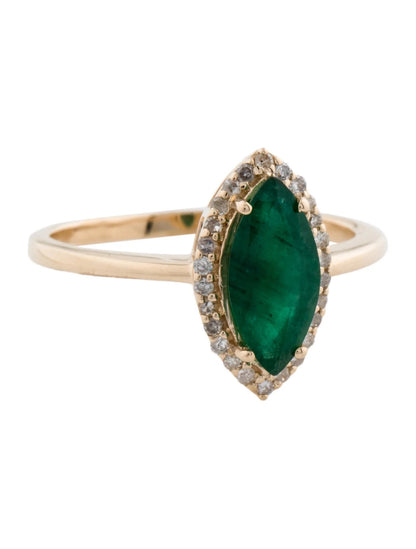 14K 1.02ct Emerald & Diamond Cocktail Ring