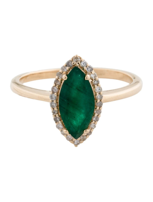 14K 1.02ct Emerald & Diamond Cocktail Ring