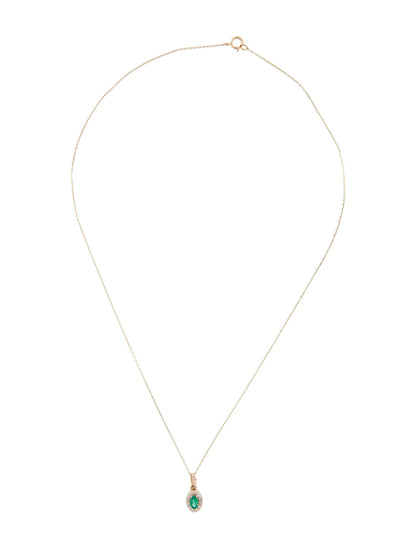 14K Emerald & Diamond Pendant Necklace