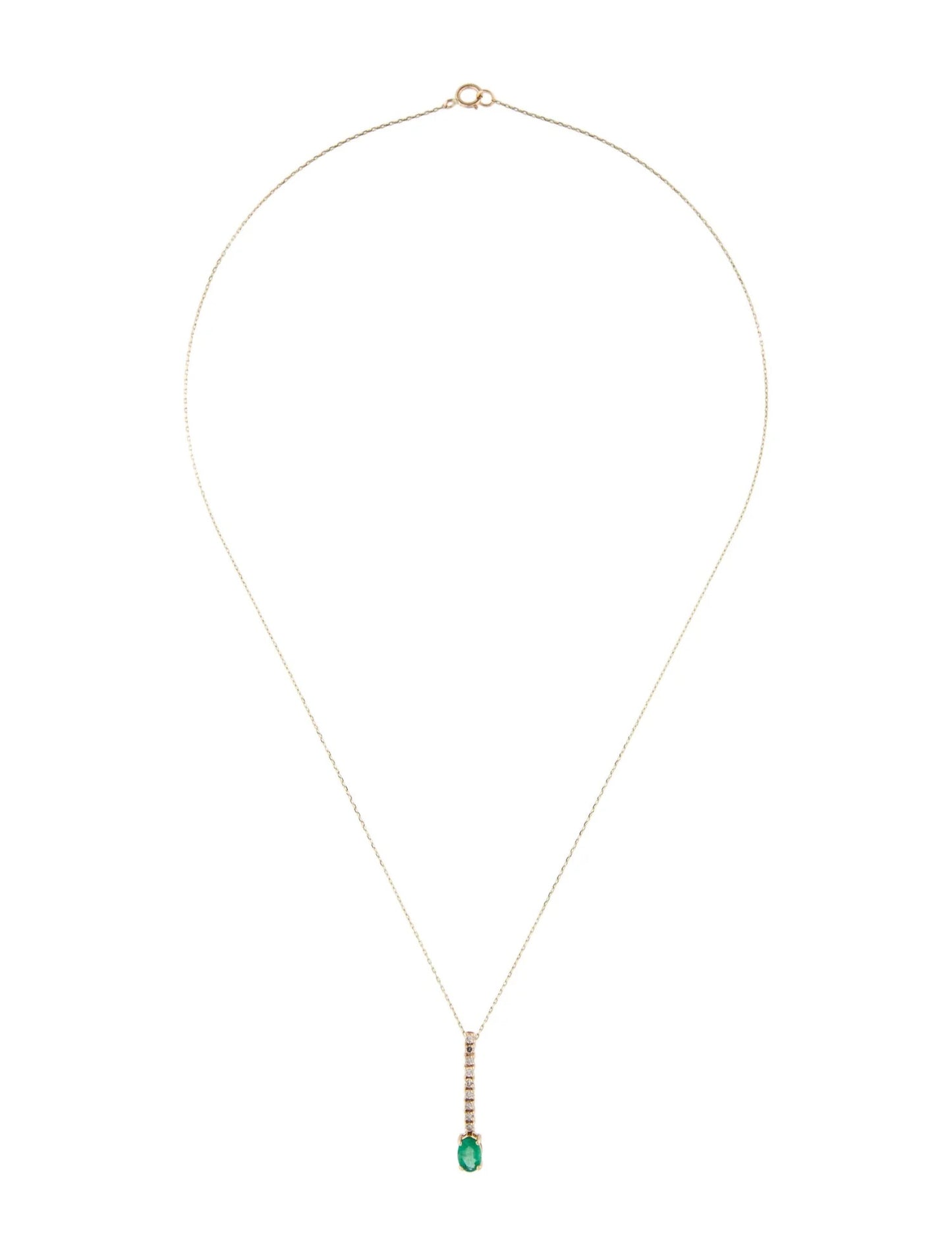 14K Emerald & Diamond Pendant Necklace