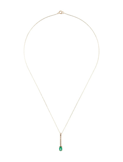 14K Emerald & Diamond Pendant Necklace