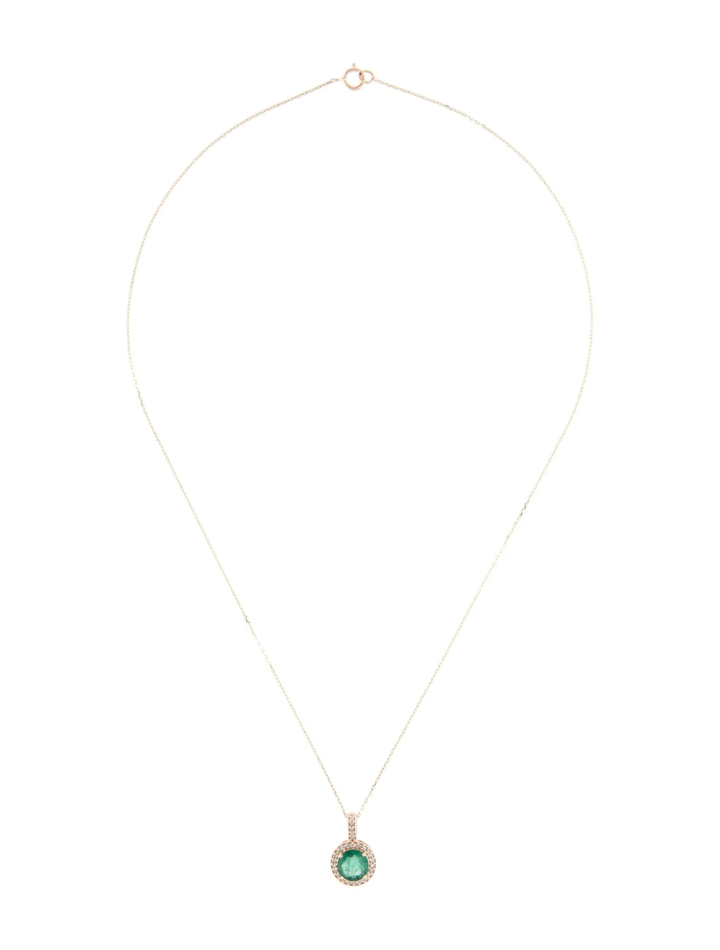 14K Emerald & Diamond Pendant Necklace