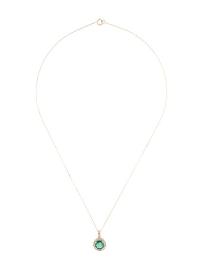 14K Emerald & Diamond Pendant Necklace