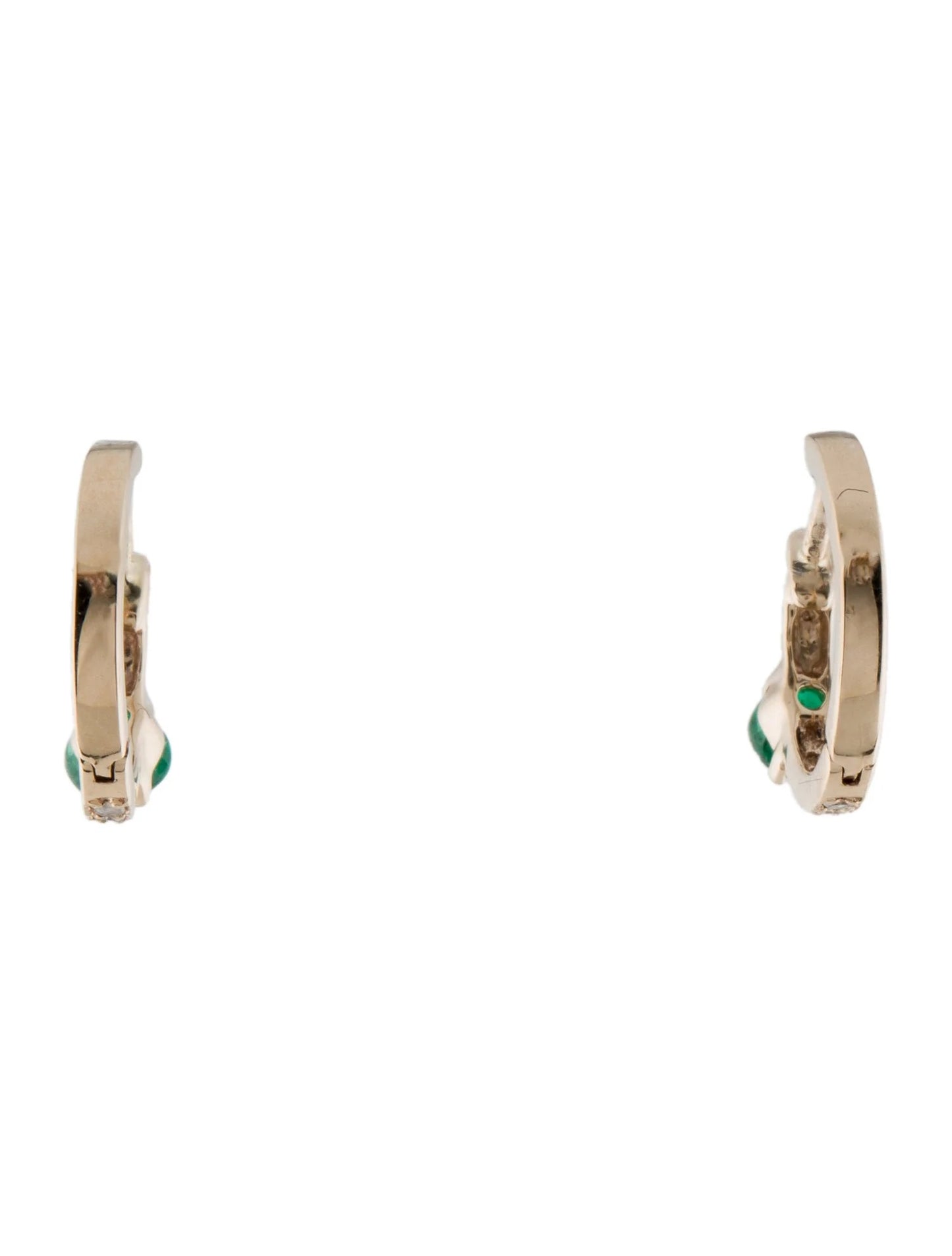 14K Emerald & Diamond Huggies