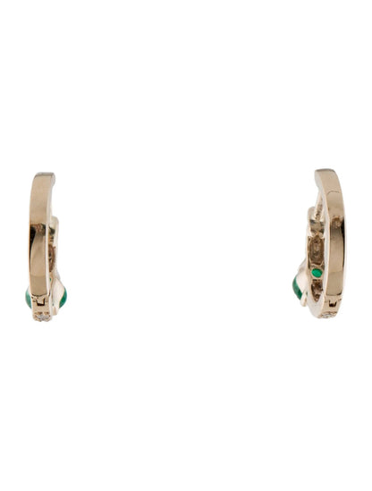 14K Emerald & Diamond Huggies