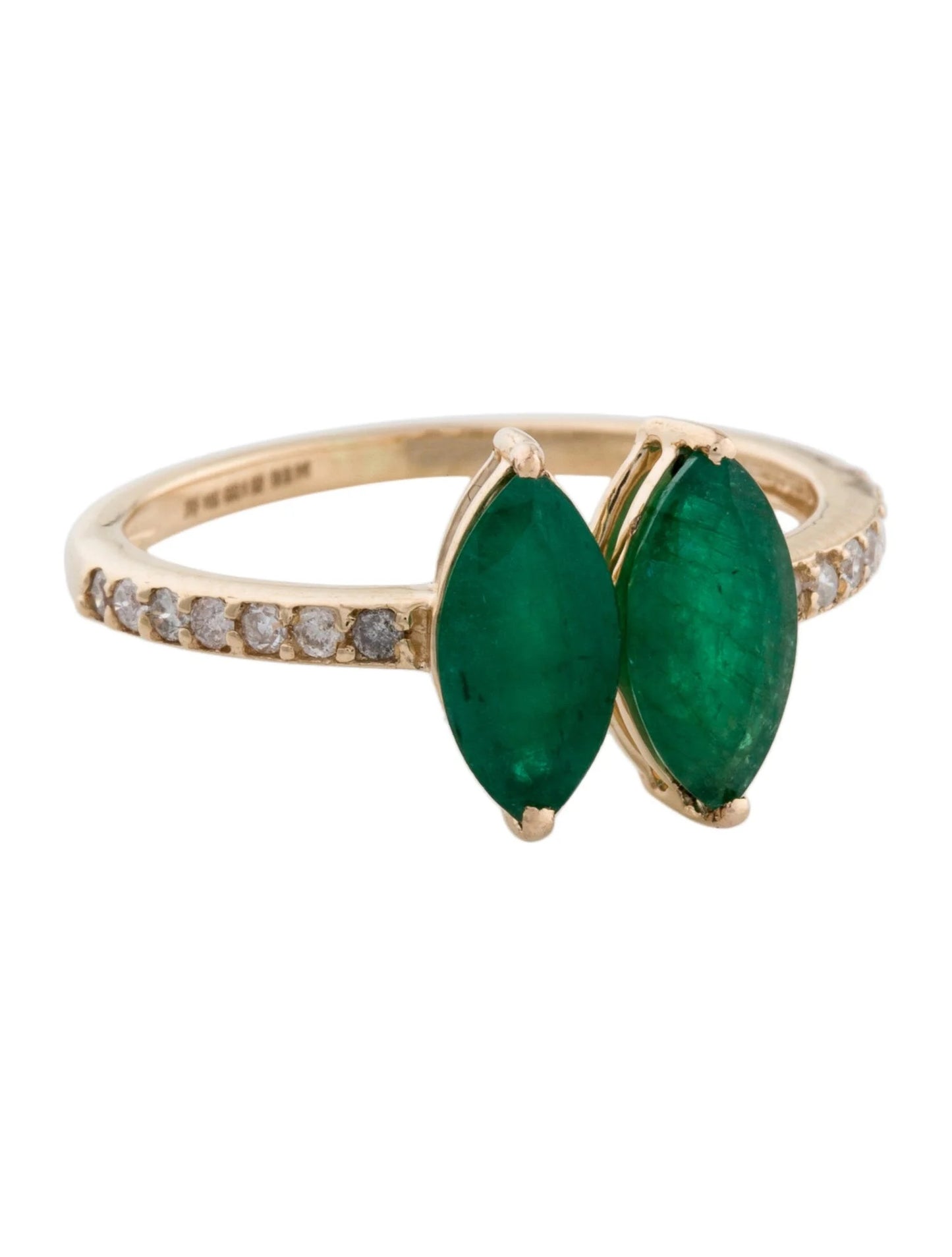14K 1.52ctw Emerald & Diamond Cocktail Ring