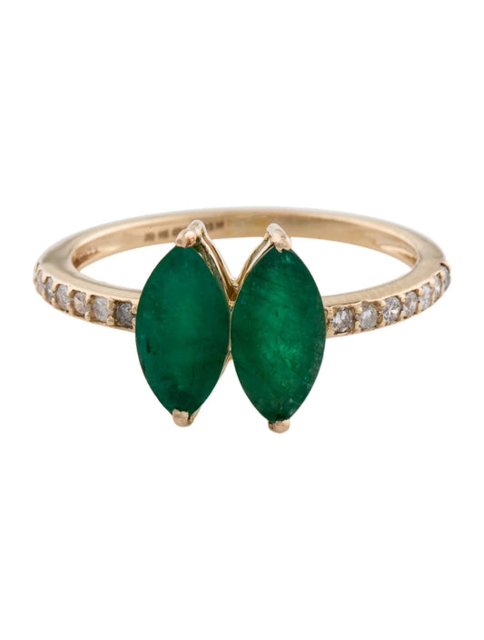 14K 1.52ctw Emerald & Diamond Cocktail Ring