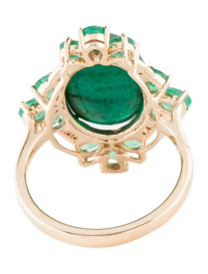 14K 9.56ctw Emerald & Diamond Cocktail Ring